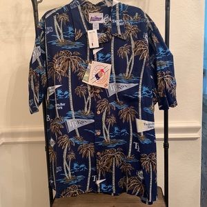 NWT Reyn Spooner Mens Tampa Bay Rays Hawaiian print Short sleeve Button down XXL